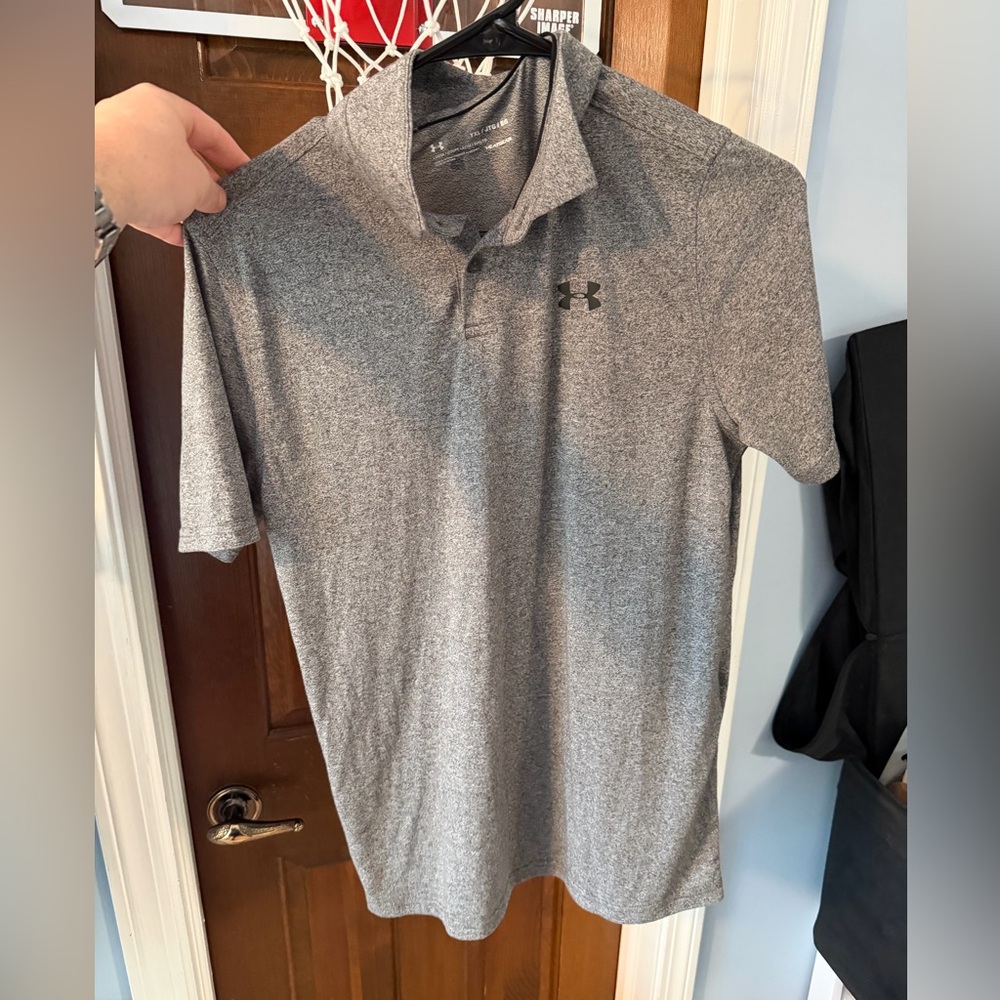 Under Armour Kid’s Heather Gray Polo Shirt